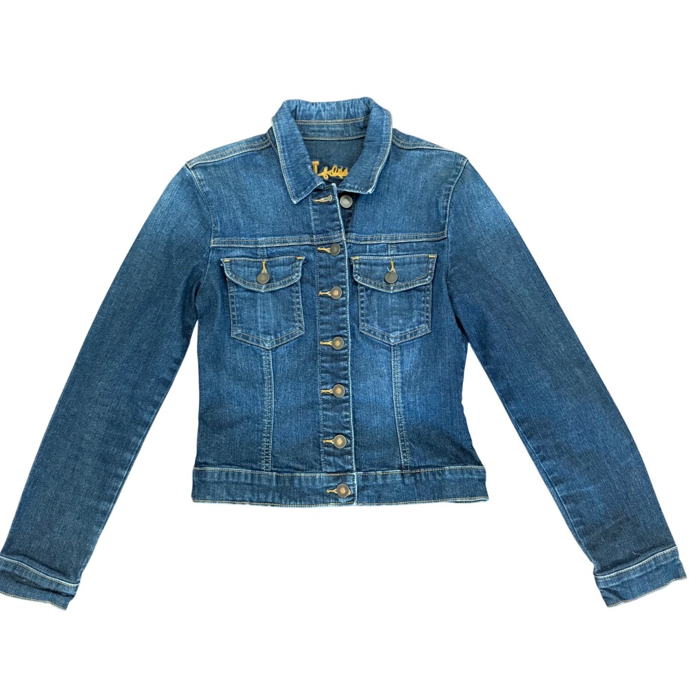 KUT from the Kloth Womens Dark Wash Stretch Denim Trucker Jacket  Blue Size S